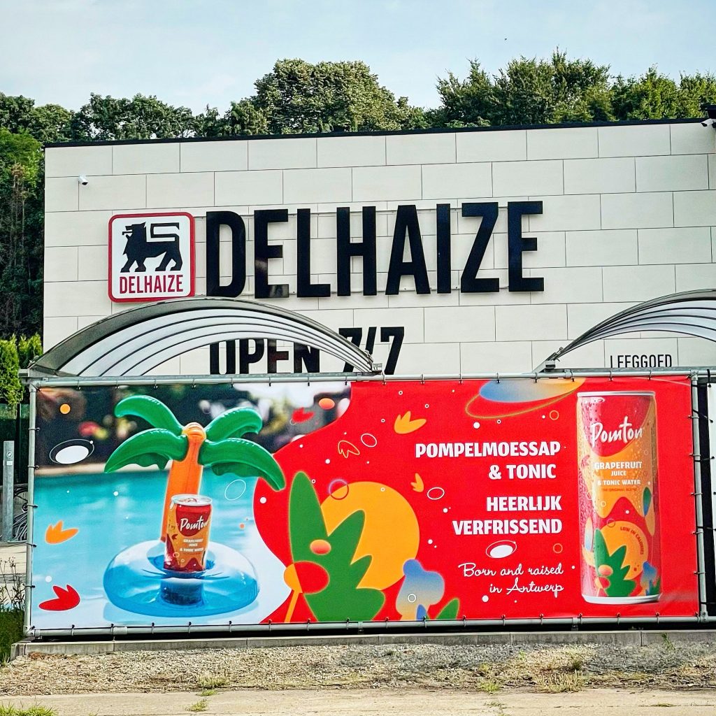 ponton reclame doek delhaize