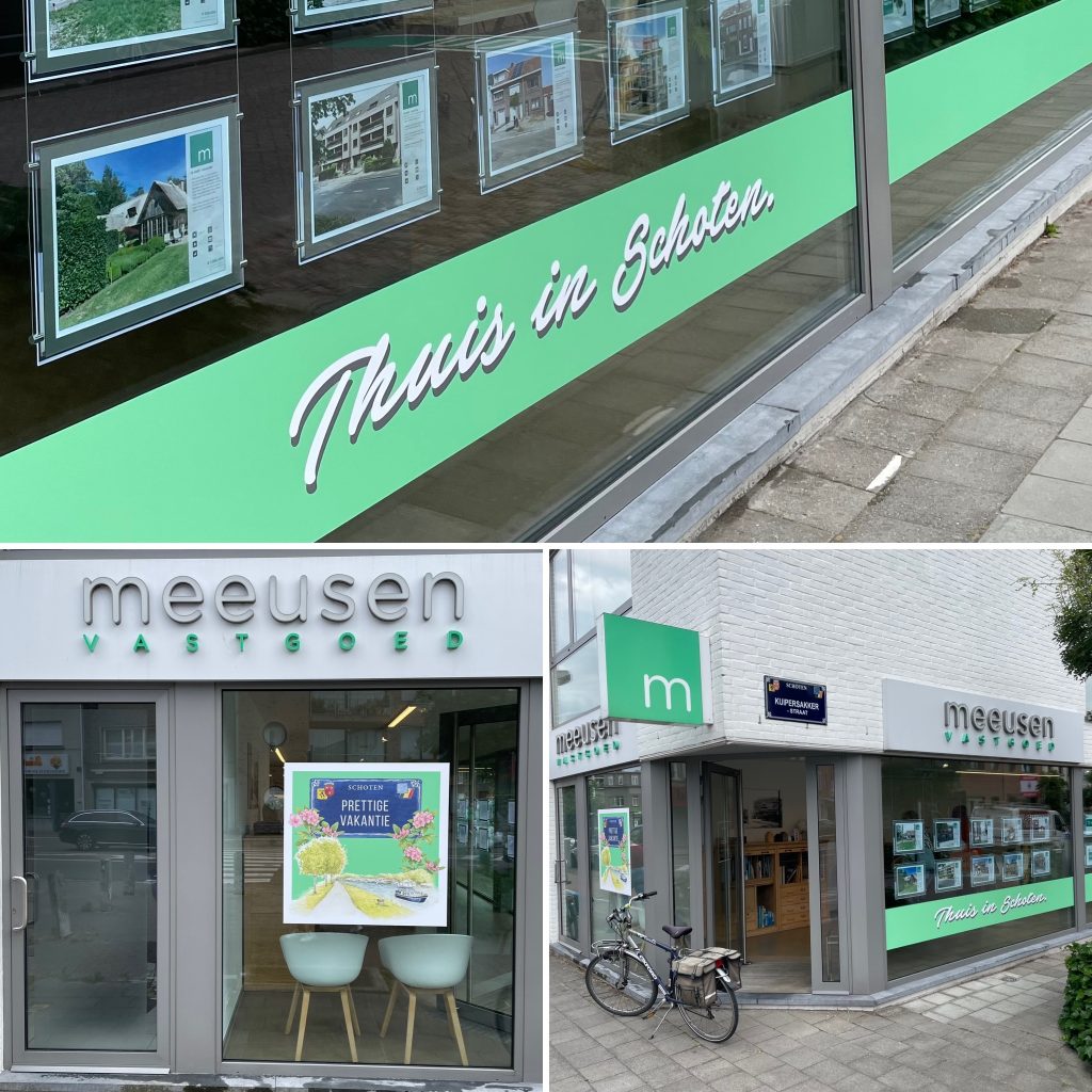 meeusen vastgoed belettering raam vakantie