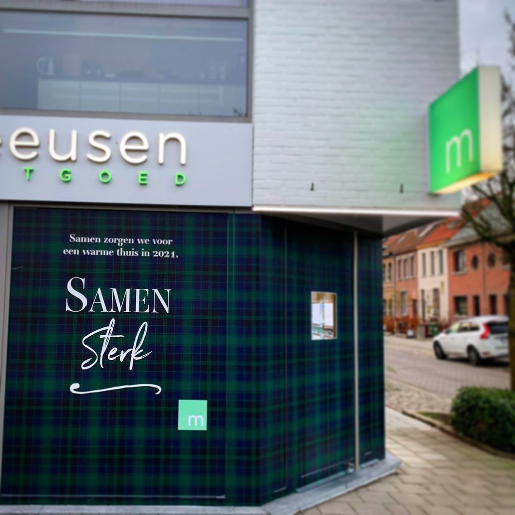 meeusen vastgoed belettering raam Corona nieuwjaar