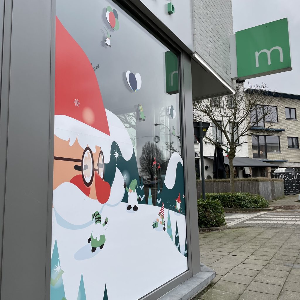 meeusen vastgoed raam belettering kerst