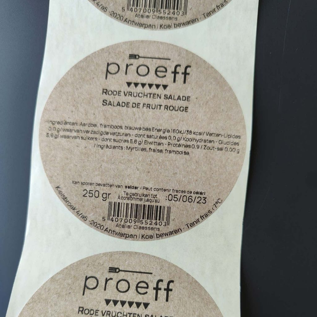 proeff etiket rolvorm overprint thermopapier