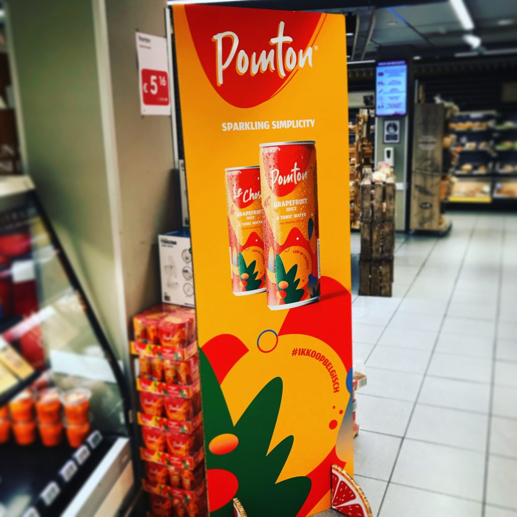 pomton reclamebord winkel delhaize
